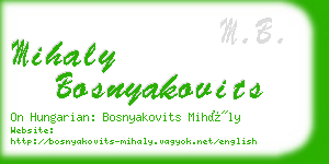 mihaly bosnyakovits business card